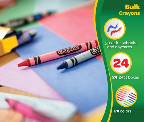 Miniatura 4 de Crayola Crayones a granel (paquete de 24), suministros para libros para colorear, crayones preafilados para niños, rellenos para calcetines