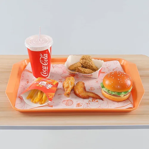 Miniatura 6 de Bandejas plásticas para servir comida rápida, 6 paquetes de bandejas coloreadas de la cafetería