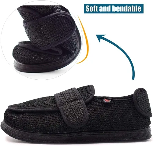 Miniatura 3 de WLESVAGO - Zapatillas diabéticas para mujer con cierres ajustables para pies hinchados