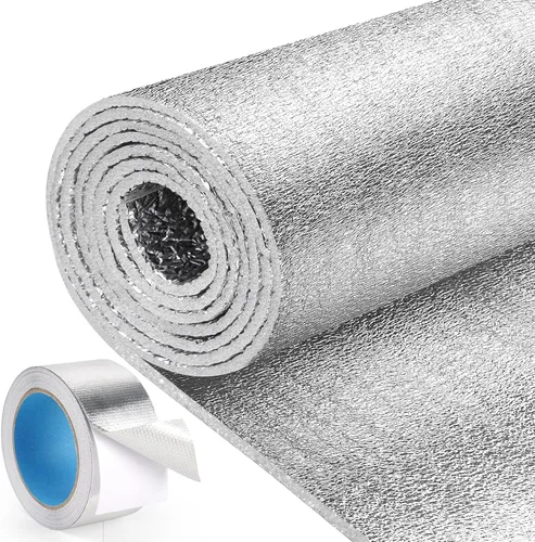 HADOR Rollo de aislamiento de película reflectante para ventana, 24 pulgadas x 10 pies, rollo de aluminio de aluminio de doble cara, bloqueador de