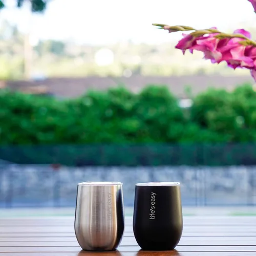 Miniatura 4 de Life's Easy Vaso de vino de acero inoxidable con tapa, 12 onzas, vaso de vino aislado al vacío con tapa, vaso de vino de viaje – Acero inoxidable
