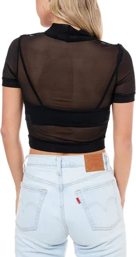 Miniatura 5 de Elodie Top de malla transparente para mujer Camisa de manga corta transparente