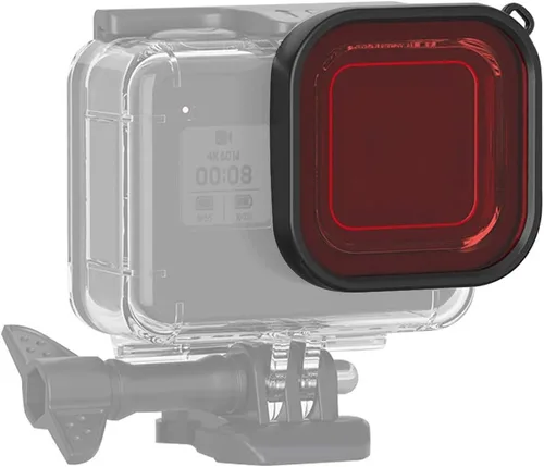 Miniatura 2 de Estuche de carcasa con filtro de lente de buceo para 8, accesorios de buceo (rojo)