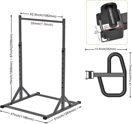 Miniatura 8 de SELEWARE Accesorios de jaula eléctrica, manijas de inmersión, estaciones de dominadas y accesorios de entrenamiento multiagarre Estación