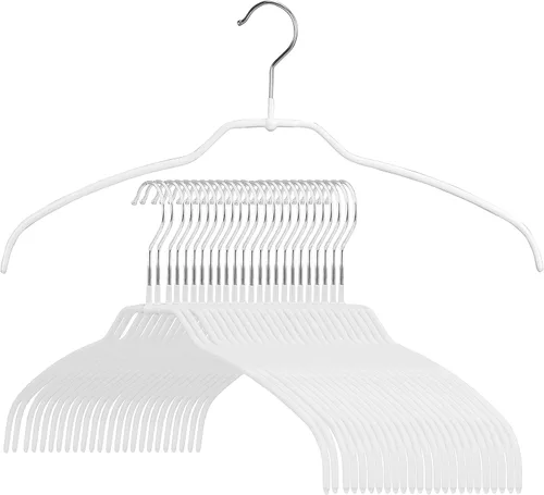 Miniatura 11 de Mawa by Reston Lloyd Silhouette - Percha de camisa antideslizante que ahorra espacio, estilo 42 pies, paquete de 180, color blanco