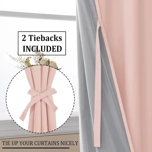 Miniatura 4 de DWCN Cortinas 100% opacas para dormitorio con alzapaños, doble capa, aislamiento térmico, oscurecimiento de la habitación, reducción de ruido, Blanco