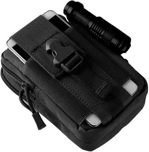 Miniatura 7 de Deporte al aire libre Hombres Mujeres Riñonera Bolsa de cinturón Bolsa de bicicleta Bolsa táctica Caza Muslo Bolsa Nylon Teléfono Cartera (Negro)