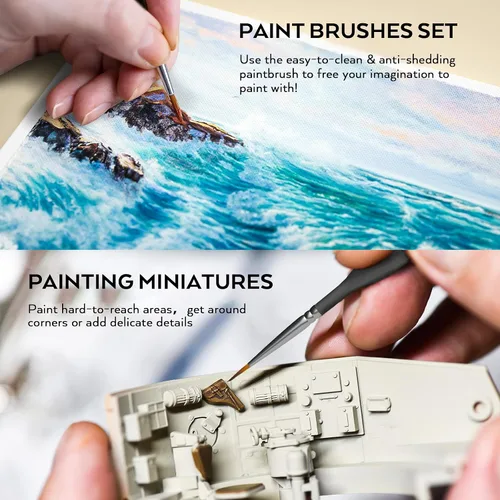 Miniatura 3 de Nicpro Juego de 15 pinturas en miniatura, pinceles de pintura de detalles finos para modelos, aceite acrílico de acuarela, cerámica, zapatos