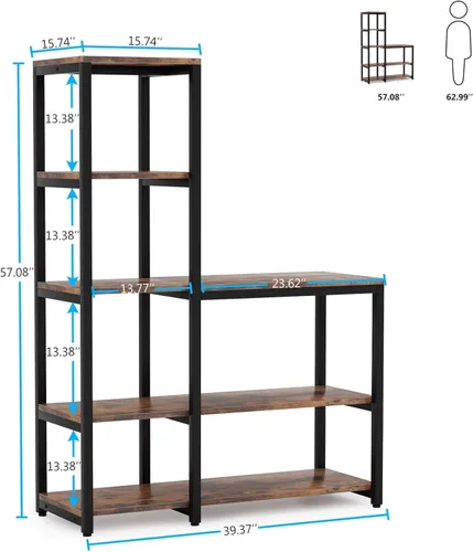 Miniatura 8 de Tribesigns Estantería de 5 niveles, estantería de esquina de escalera, estantería Etagere con 8 estantes, estante de almacenamiento para sala