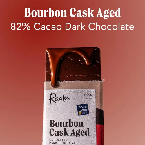 Miniatura 3 de Raaka Chocolate Bourbon Cask Aged 82% Chocolate negro Regalo de chocolate negro gourmet Orgánico, vegano, sin soja, sin gluten, Kosher Barras
