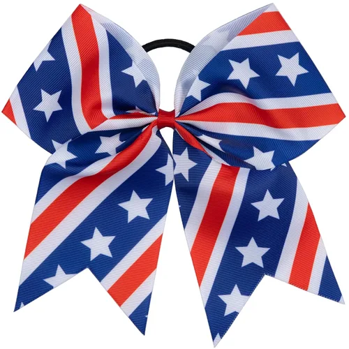 Miniatura 4 de 18 PCS 8" Large American Flag Cheer Hair Bows Ponytail Holder Elastic Band Handmade for Cheerleaders Teen Girls College Sports