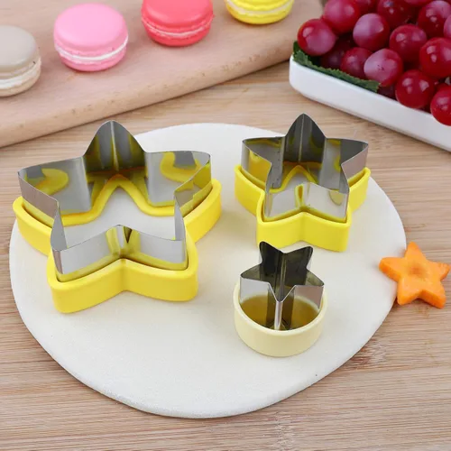 Miniatura 3 de Cortadores de galletas de estrella de acero inoxidable, tamaño pequeño a grande, juego de formas de estrellas y verduras de cinco puntas para niños