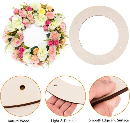 Miniatura 3 de 6 marcos de corona de madera para manualidades, manualidades de madera sin terminar, anillos de aro florales, guirnalda de Navidad, decoraciones