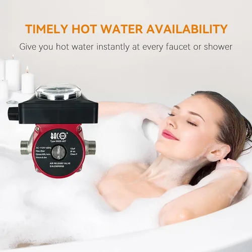 Miniatura 7 de BACOENG Bomba de recirculación de agua caliente, bomba de circulación de agua con inicio/parada automática y temporizador, cabezal ultrasilencioso