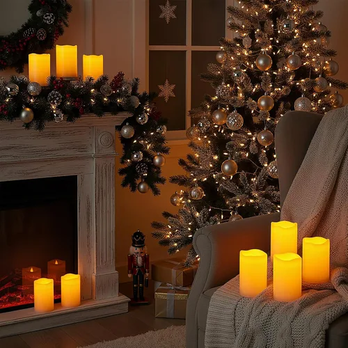 Miniatura 3 de Amagic Paquete de 2 velas eléctricas de plástico sin llama de 6 x 4 pulgadas para exteriores con control remoto y temporizador, velas falsas