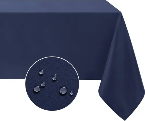 Miniatura 17 de Softalker Mantel rectangular, impermeable y resistente a las manchas, de tela, sin arrugas, lavable, cubierta de mesa de poliéster de 6.19 onzas por