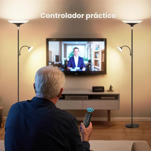 Miniatura 5 de SIBRILLE Lámpara de pie Torchiere 2 en 1 mejorada, lámpara de pie regulable con control remoto y táctil, luz de lectura de piso ajustable de brillo
