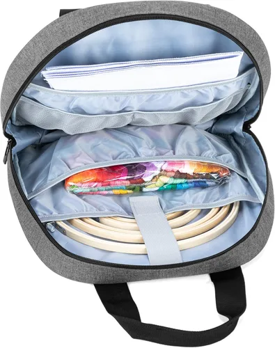 Miniatura 2 de Bolsa de Bordado CURMIO, Almacenamiento Portátil para Proyectos con Aro, Hilo y Suministros de Punto de Cruz, SOLO LA BOLSA, Gris (Diseño Patentado)