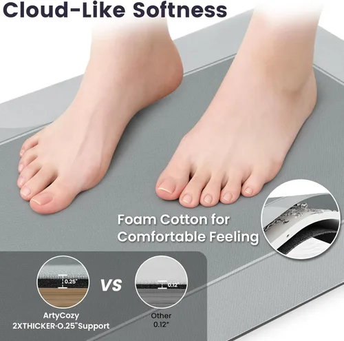 Miniatura 5 de ArtyCozy Tapete de baño súper absorbente, resistente a las manchas, antideslizante, con parte trasera de goma, delgado, de fácil cuidado, para baño