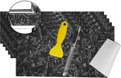 Miniatura 14 de QianBao Compatible con envoltura de vinilo de fibra de carbono de 11.8 x 4 pulgadas, kit de envoltura de emblema Chevy Bowtie con espátula y Negro 6