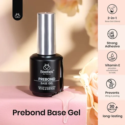 Miniatura 2 de Beetles Esmalte de uñas en gel - Capa base de gel, 15ml, Esmalte de uñas en gel prebondado de larga duración, capa base con lámpara de uñas UV, Capa