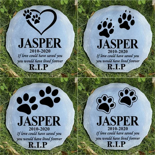 Miniatura 7 de Piedra conmemorativa personalizada para perros y gatos, piedra conmemorativa personalizada para mascotas con huella de pata, regalo por pérdida