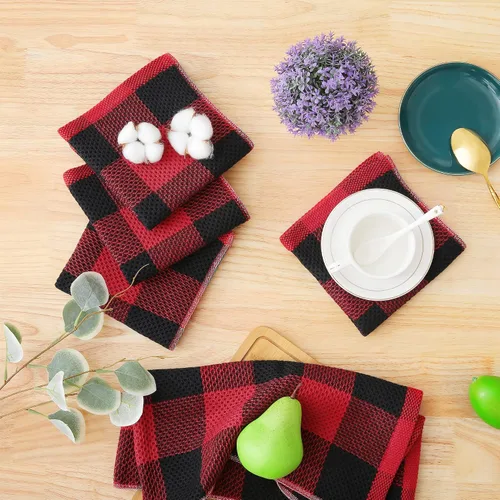 Miniatura 2 de Homaxy Trapos de cocina a cuadros de 100% algodón, 12 x 12 pulgadas, paños de cocina súper suaves y absorbentes, de secado rápido, paquete de 6