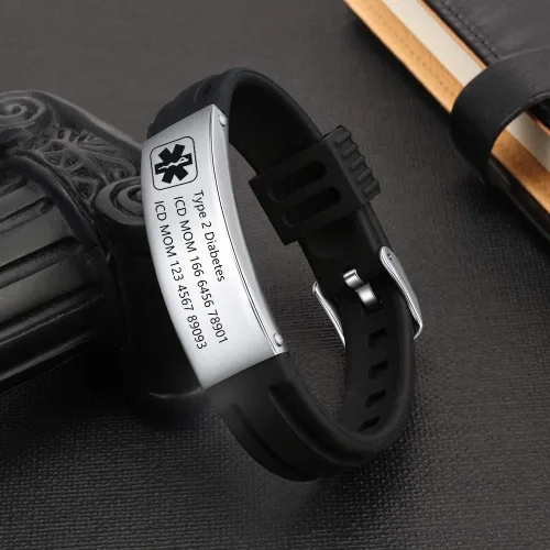 Miniatura 5 de Lam Hub Fong Pulseras de identificación médica ajustables para mujeres y hombres, pulseras deportivas de silicona personalizadas para niños y niñas