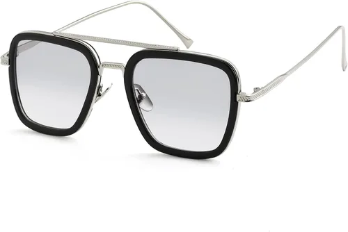 SUNGVG Tony Stark - Lentes de sol para hombres y mujeres marco cuadrado de metal lentes de sol vintage Iron Man y Spider-Man