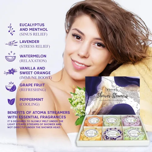 Miniatura 9 de Fiora Naturals - Juego de 6 bombas de ducha con aceites esenciales para aliviar el estrés, ducha de hidromasaje, bomba de baño para ducha, regalo
