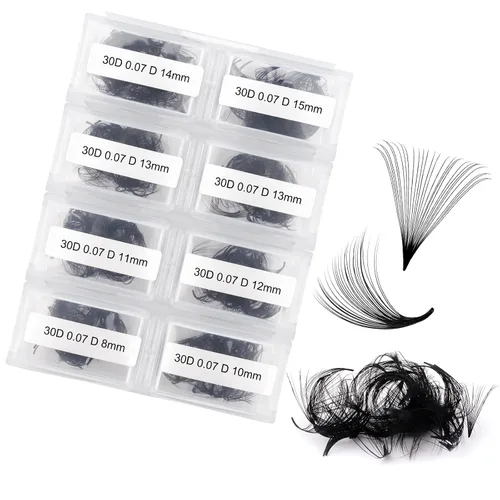 Miniatura 112 de Extensiones de Pestañas Rizo D 0.59-0.79 pulgadas Bandeja Mixta Seda Extensiones de Pestañas Clásicas Suministros Extensiones de Pestañas