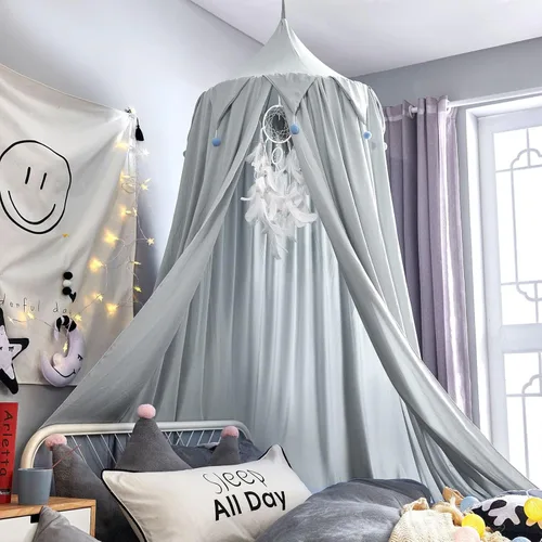 Miniatura 9 de Toldo de cama para niñas, toldo colgante redondo para cuna de bebé, decoración de habitación de cama de niños, rincón de lectura, interior y Blanco