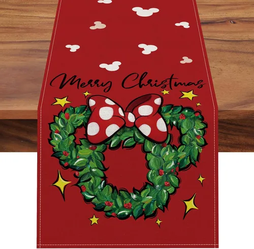 Seliem Corona Navideña con Guirnalda de Mesa, Arco de Puntitos Rojos de Navidad, Decoración de Mesa de Cocina y Comedor, Decoración Navideña de