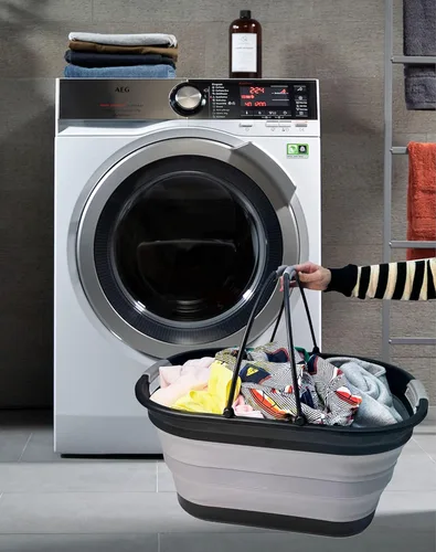 Miniatura 8 de SAMMART Cesta plegable de plástico para la ropa sucia de 38 litros (10 galones), contenedor de almacenamiento plegable, tina de lavado portátil