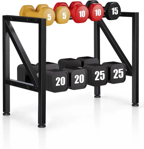Miniatura 9 de FHXZH Soporte para mancuernas de 3 niveles, soporte de pesas ajustable para gimnasio en casa, soporte de peso resistente para mancuernas, pesas Negro
