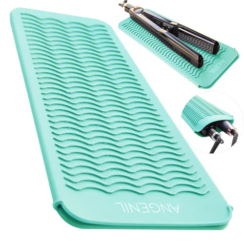 Miniatura 13 de ANGENIL - Alfombrilla de silicona resistente al calor para plancha plana, para viaje con doble voltaje, rizador de pelo, alisador de cabello, Rubor