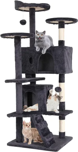 Miniatura 20 de Árbol para gatos de 54 pulgadas, torre de escalada para gatos con poste rascador, casa para gatos con percha, árbol para gatitos, condominio