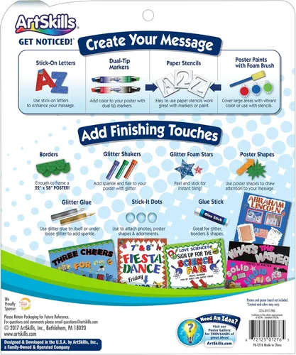 Miniatura 4 de ArtSkills Kit de fabricación de pósteres, suministros para proyectos y manualidades con marcadores, plantillas, letras, purpurina, pegamento y más