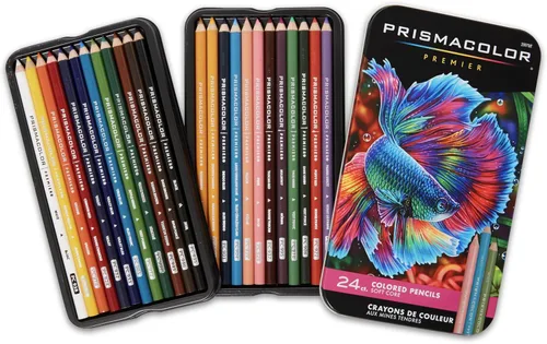 Lápices de colores Prismacolor Premier, núcleo suave, colores surtidos, 24 unidades - Duraderos, vibrantes, ultra suaves, colorear para adultos,