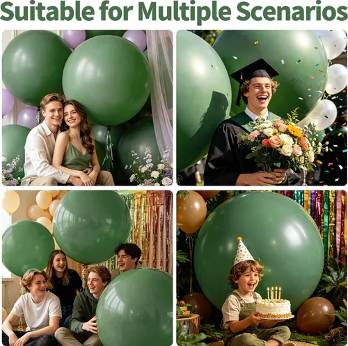 Miniatura 22 de 32 piezas de globos grandes morados de 18 pulgadas, globos redondos grandes de látex para decoración de cumpleaños y bodas. (morado)