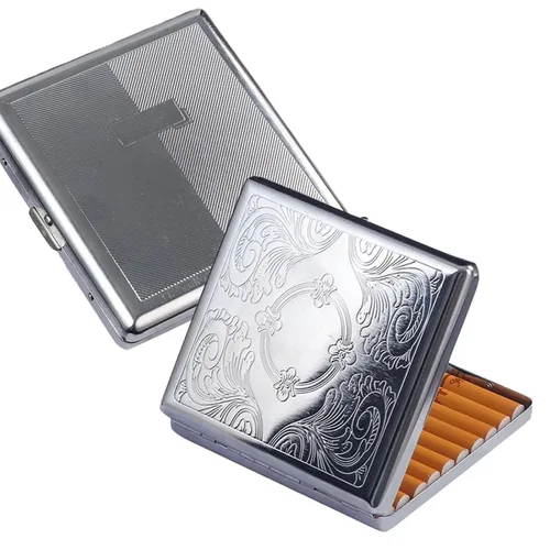 Miniatura 13 de 2 fundas de cigarrillos estilo victoriano de metal para tarjetas de crédito regular, retro, bolsillo de seguridad, capacidad para 20 palitos
