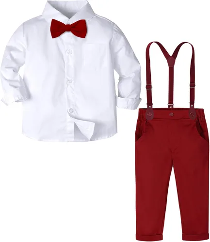 Miniatura 18 de A&J DESIGN Conjunto de ropa formal para niños pequeños con tirantes y tirantes