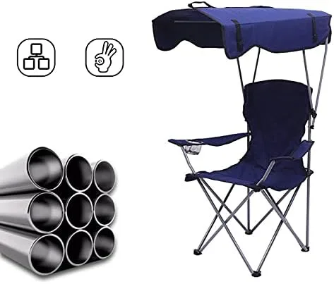 Miniatura 7 de Portable Outdoor Folding Chair with Canopy - Lightweight Beach, Camping & Fishing Chair - UV Protection, Sunshade, Easy to Carry - Royal Blue