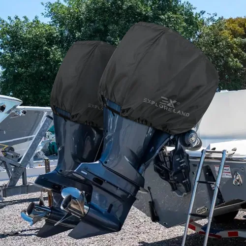 Miniatura 6 de Explore Land Cubierta de Motor Fuera de Borda - Cubierta de Capó de Motor de Barco Impermeable 600D de Servicio Pesado - Compatible con Motor