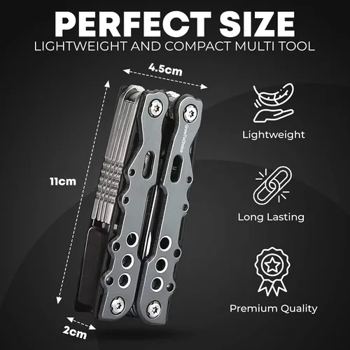 Miniatura 3 de Alicates multiherramienta 14 en 1 de acero inoxidable, grandes accesorios de camping, regalos de múltiples herramientas para hombres con soporte