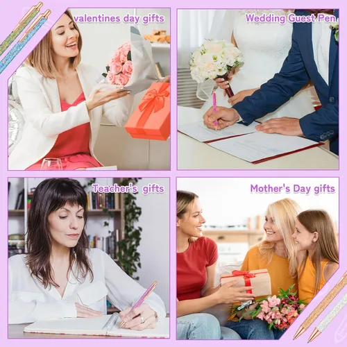 Miniatura 6 de BESARME 12 bolígrafos elegantes para mujeres, regalos del primer día de la madre, bolígrafos con purpurina para niñas, bolígrafo de diamantes