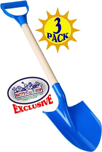 Miniatura 3 de Matty's Toy Stop Palas de arena de madera resistente de 31 pulgadas con pala y mango de plástico (rojo, azul y verde) paquete completo de regalo