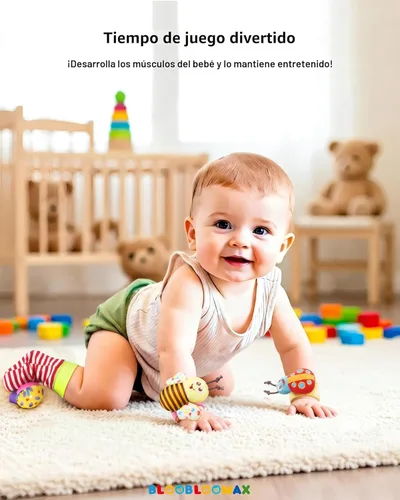 Miniatura 4 de Bloobloomax Set de Sonajeros para Muñeca y Calcetines Buscadores de Pies, Juguetes para Bebé Niña o Niño de 0 a 36 Meses, Juguetes para Manos y Pies