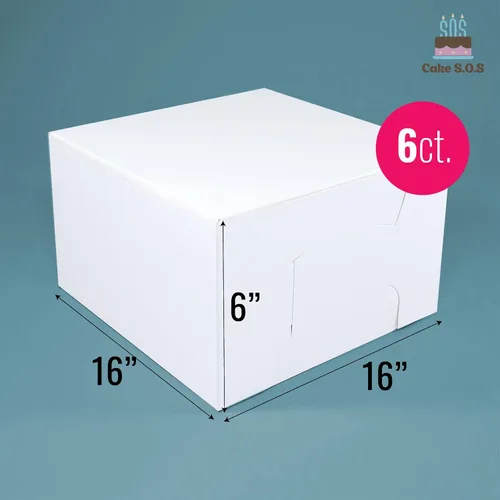 Miniatura 5 de Caja de pastel blanca de 16 x 16 x 6 pulgadas, cajas de panadería de primera calidad, una pieza, perfecta para empaquetar y vender pasteles, donas