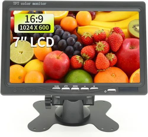 Monitor de seguridad y pantallas de 7 pulgadas, entrada HD/AV/VGA, resolución de 1024 x 600, altavoces incorporados, monitor LCD portátil, adecuado